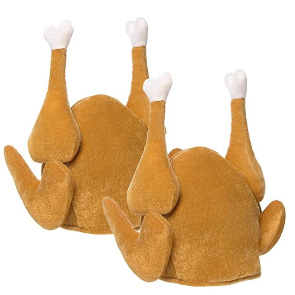 2 Pack Soft Plush Turkey Hats - Thanksgiving Costume Holiday - Novelty Gift - Picture 1 of 2